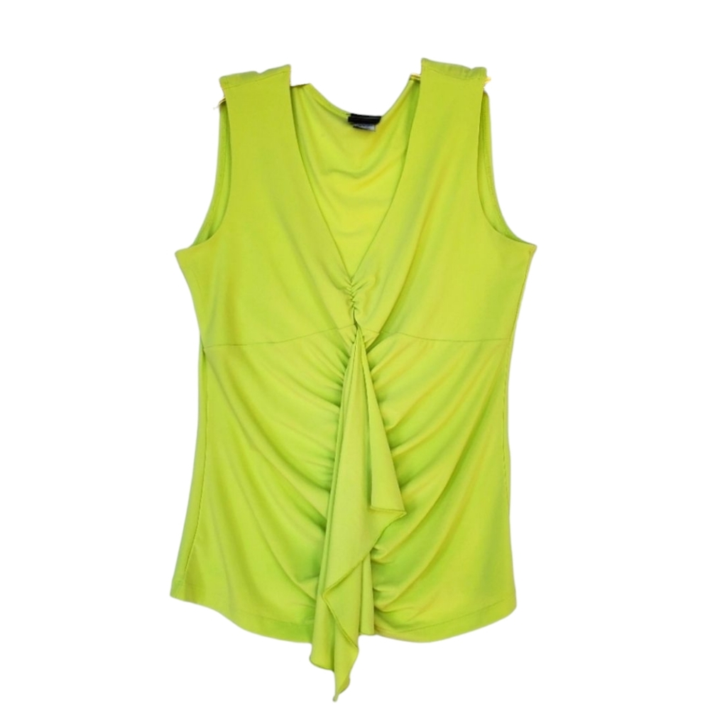 Y2K Citron Neon Lime Green Tank w/ Ruffle Size M - Like NEW!
